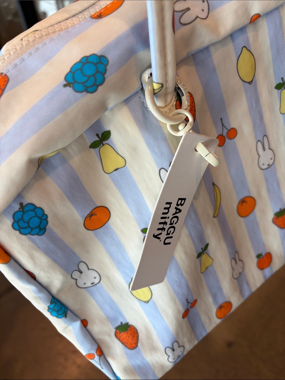 BAGGU MIFFY Medium Nylon Bowler bag MIFFY PICNIC STRIPES